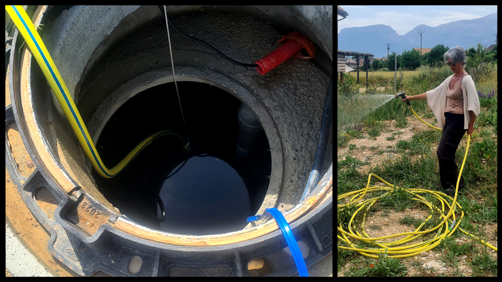 2025.06.15 - Mise en service de la pompe dans la cuve de récupération d'eau de pluie